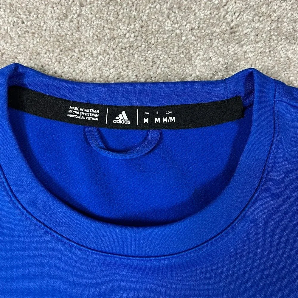 Adidas Mens Medium Blue KU Kansas Jayhawks Long Sleeve NCAA Football T-Shirt NWT